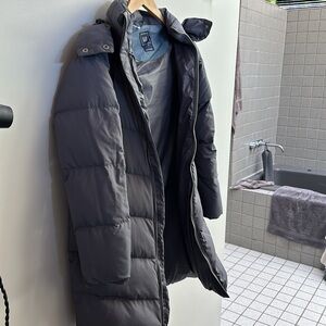 Puffy coat down hood zip up